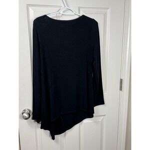 Chico's Travelers Tunic Top Long Sleeve Twist Front Chic Casual Black Size 8 (M)